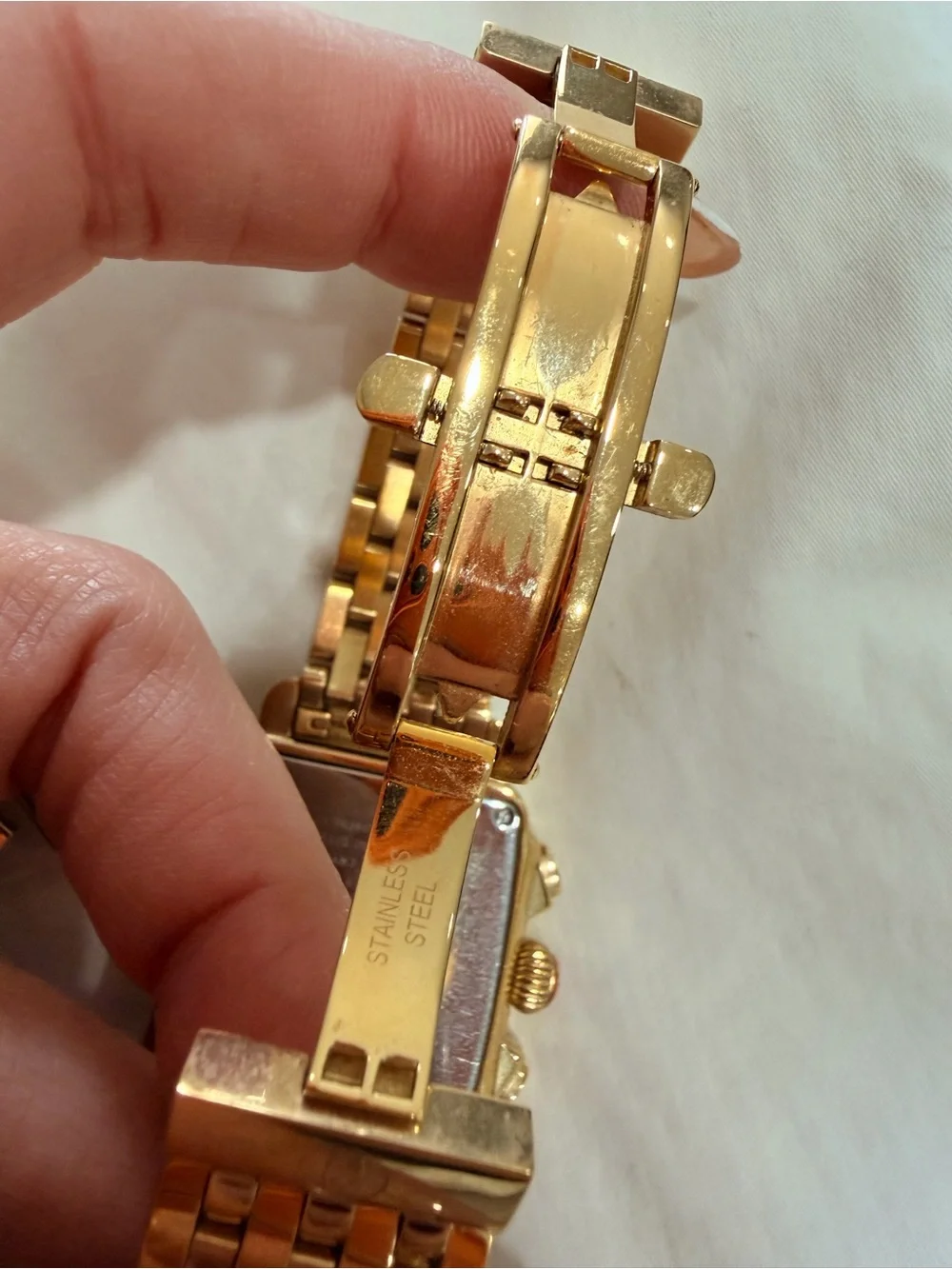 Michele Gold-Tone Diamond Accent Chronograph Bracelet Watch - Picture 13 of 14
